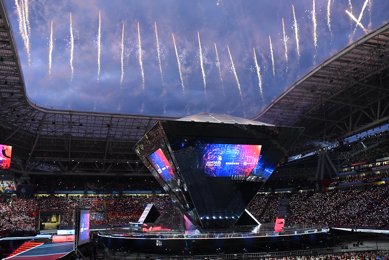 Feux d'artifices lors de la cérémonie de clloture de la compétition worldskills.